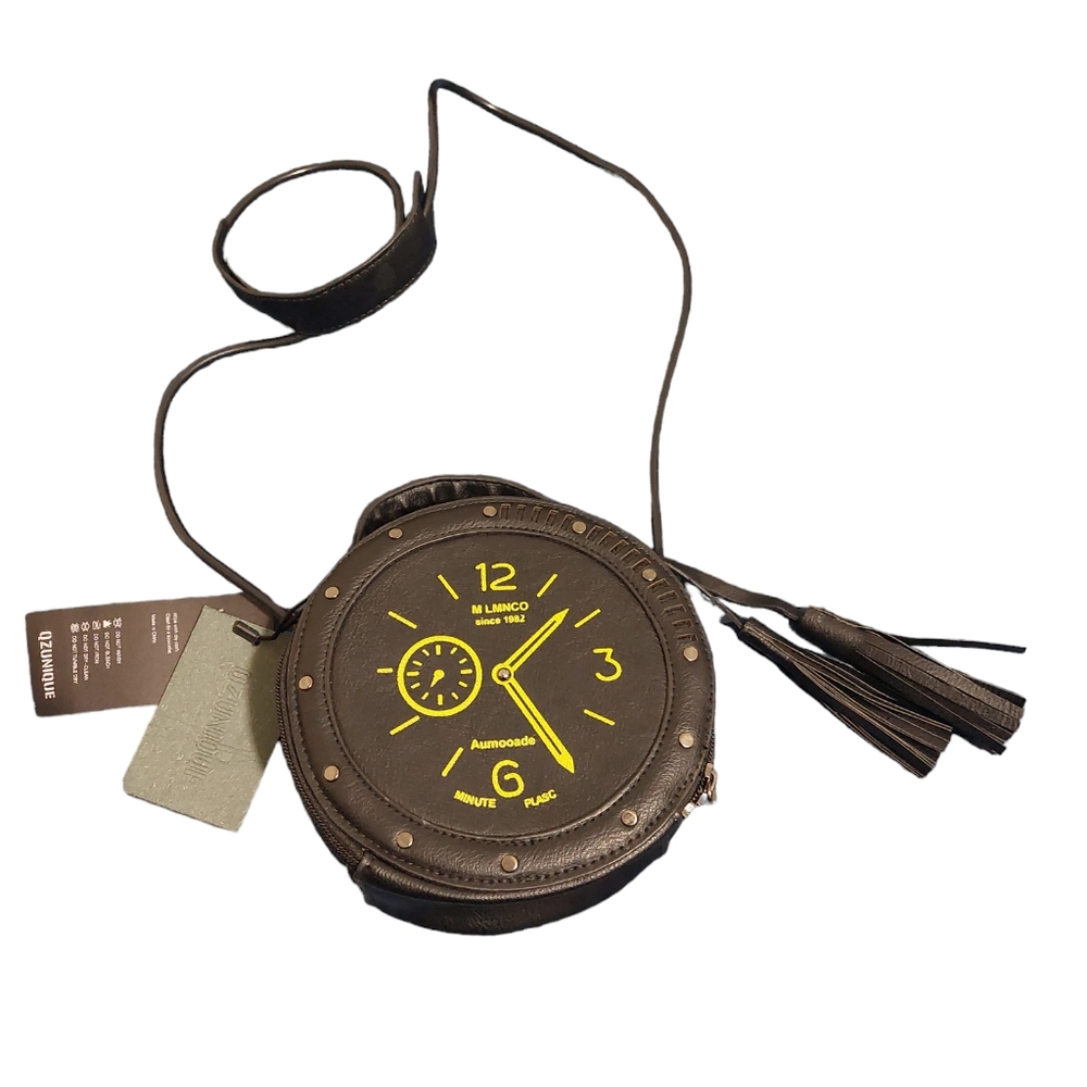 Ozunique clock leather purse crossbody‎ Steampunk